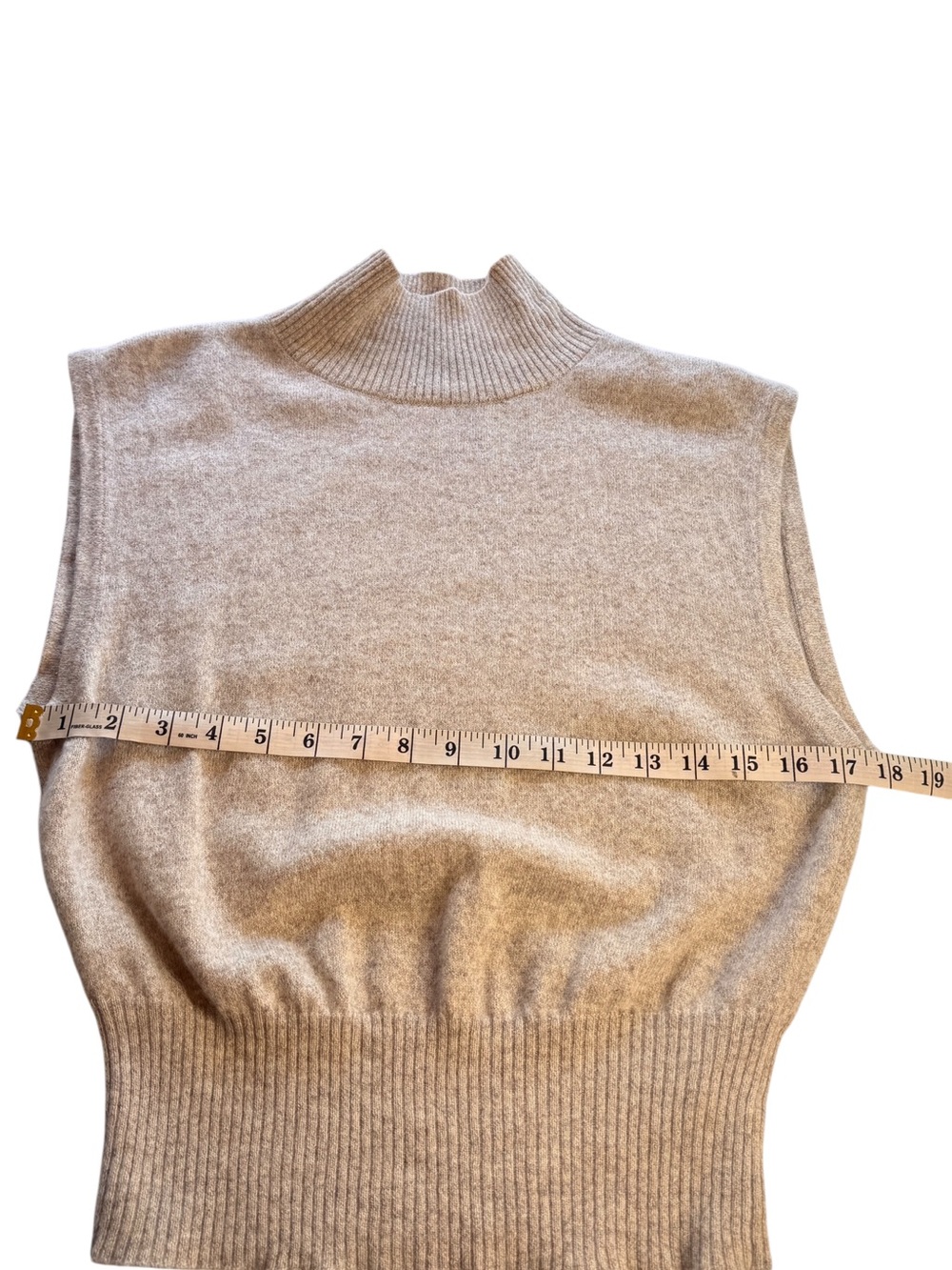 Reformation Arco Cashmere Blend Sleeveless Turtleneck Sweater Barley Medium Tan - Picture 9 of 11